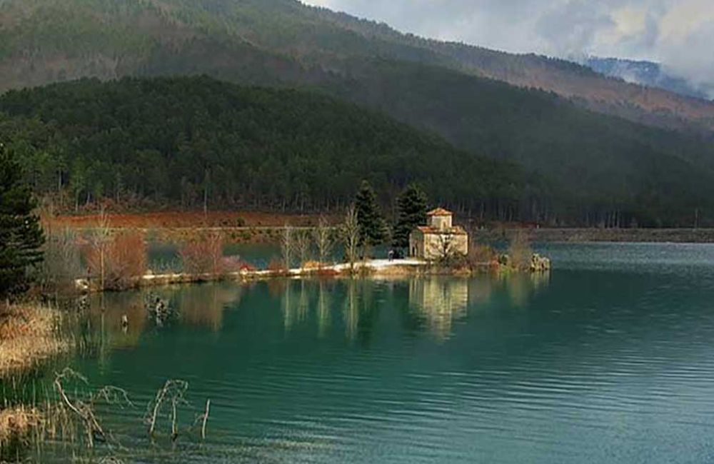 Lake of Doxa, Feneos, Goura, the historical monastery of St. George